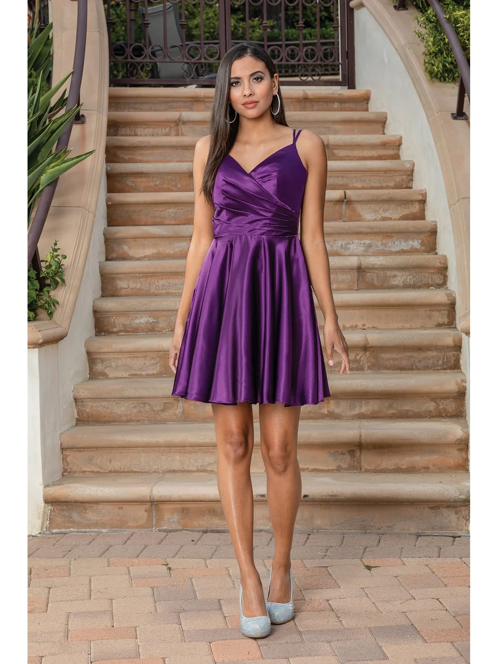 Purple Dama Dress with Adjustable Straps- DQ3320 — Danielly's Boutique