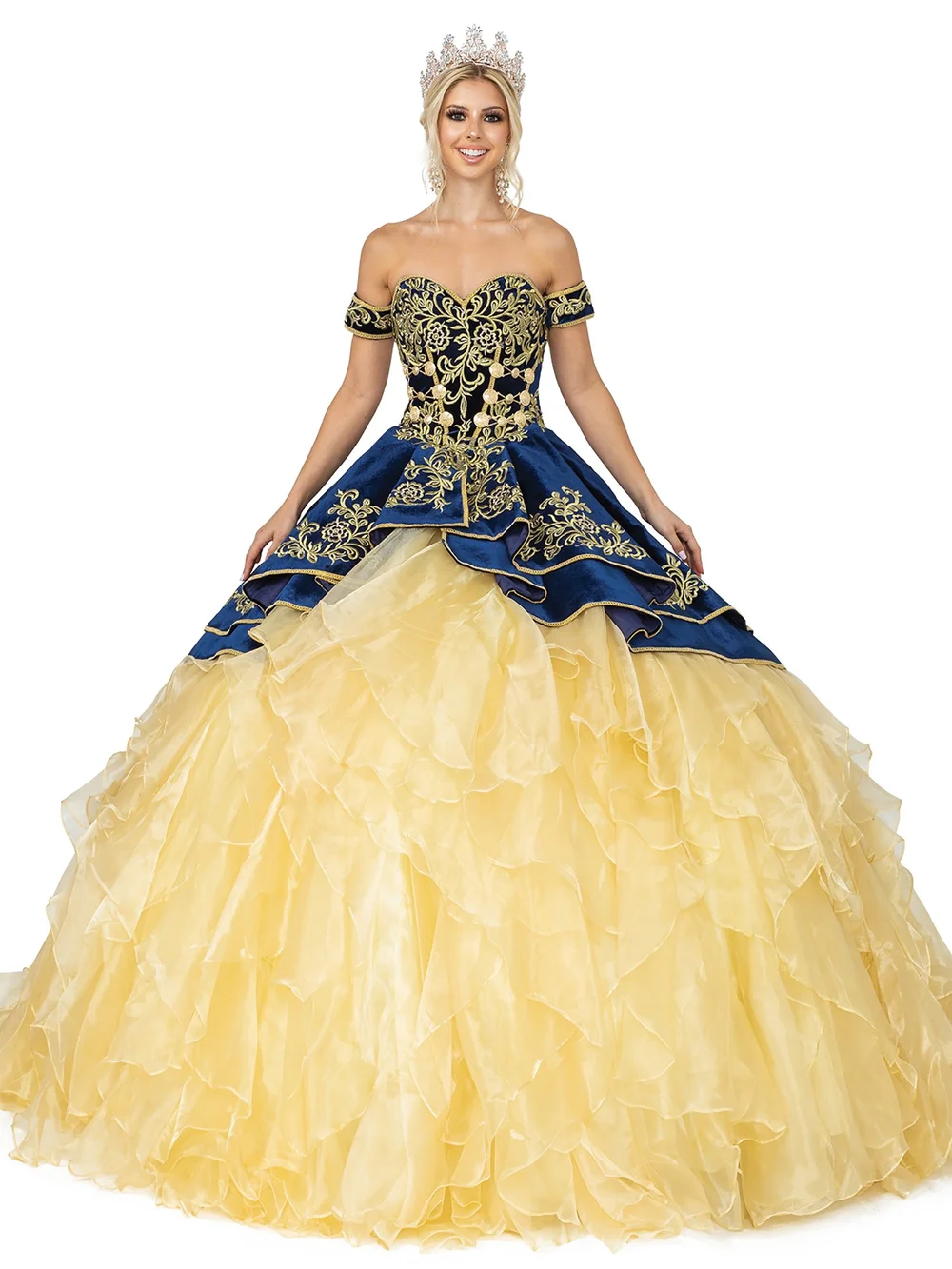 Navy Off the Shoulder Quinceanera Dress DQ1529 — Danielly's