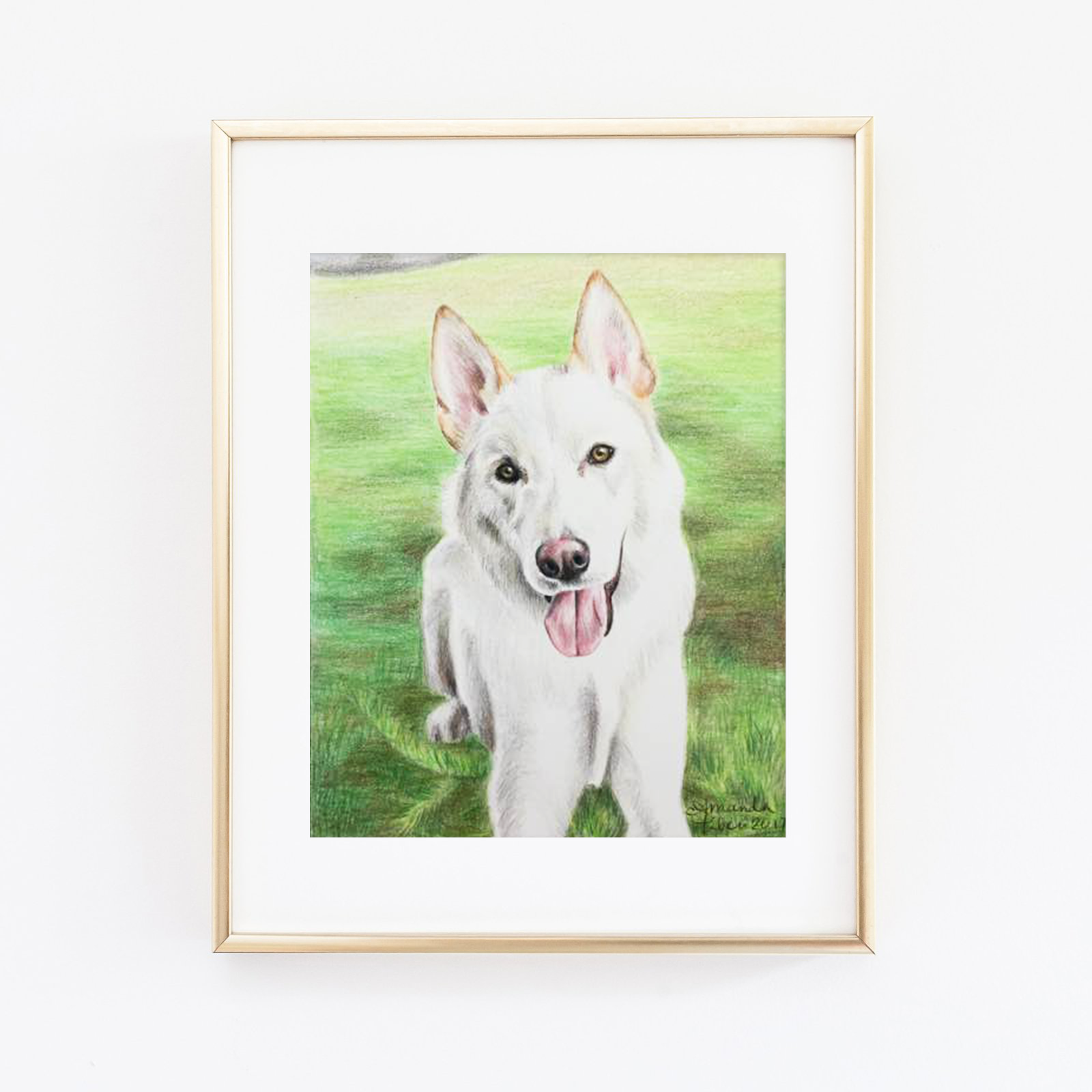 Vertical Gold Frame White Dog.png