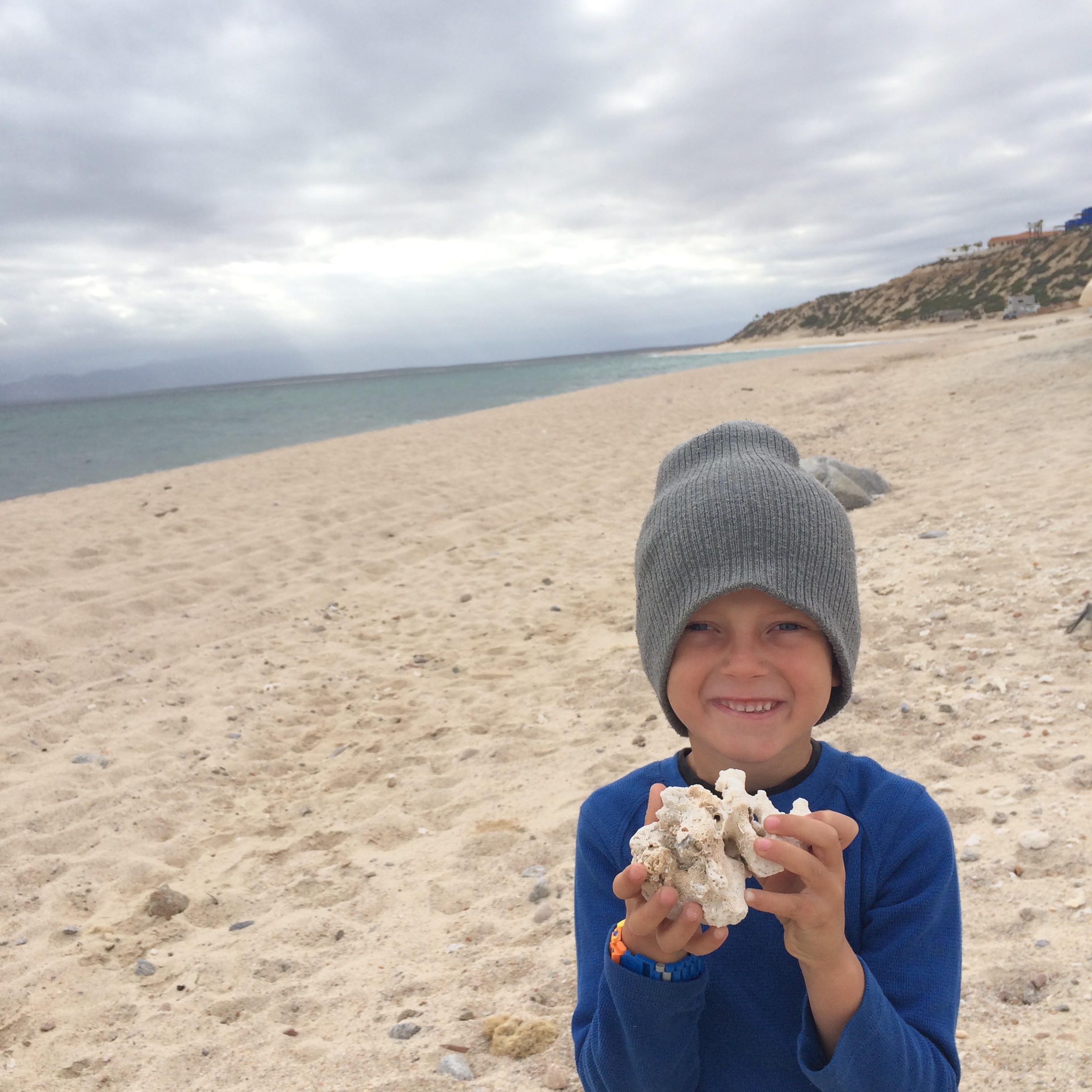 Finding treasures on the beach in Baja.