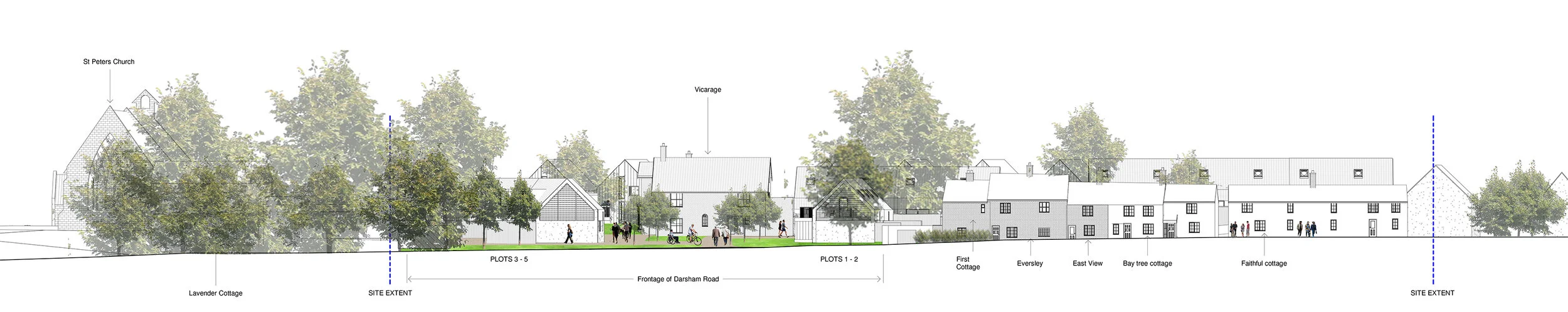 Site East Elevation - access from Darsham Road