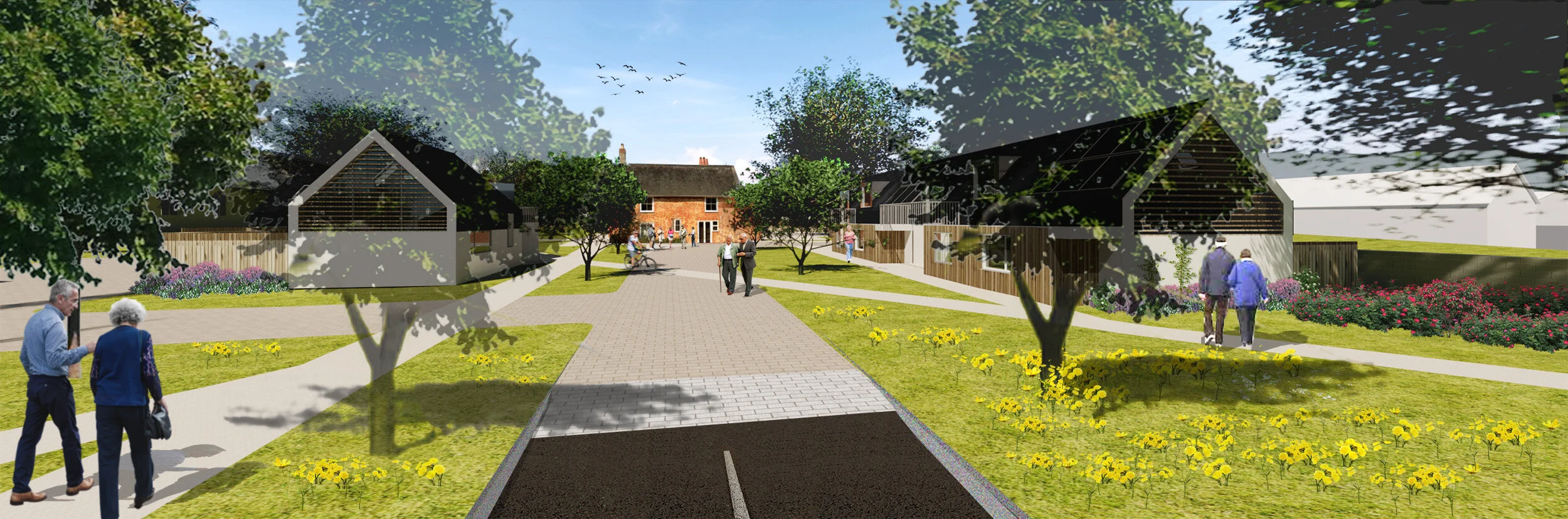 visualisation of proposed access from Darsham Road, showing new procession to the refurbished vicarage