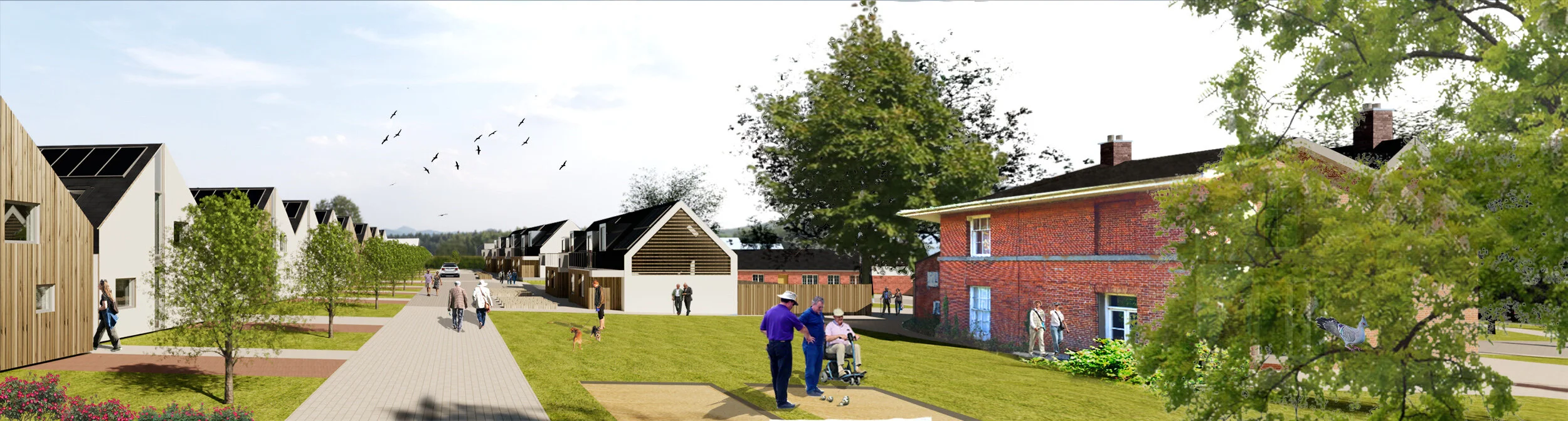 visualisation of proposed new shared surface street called ‘Church View Avenue’