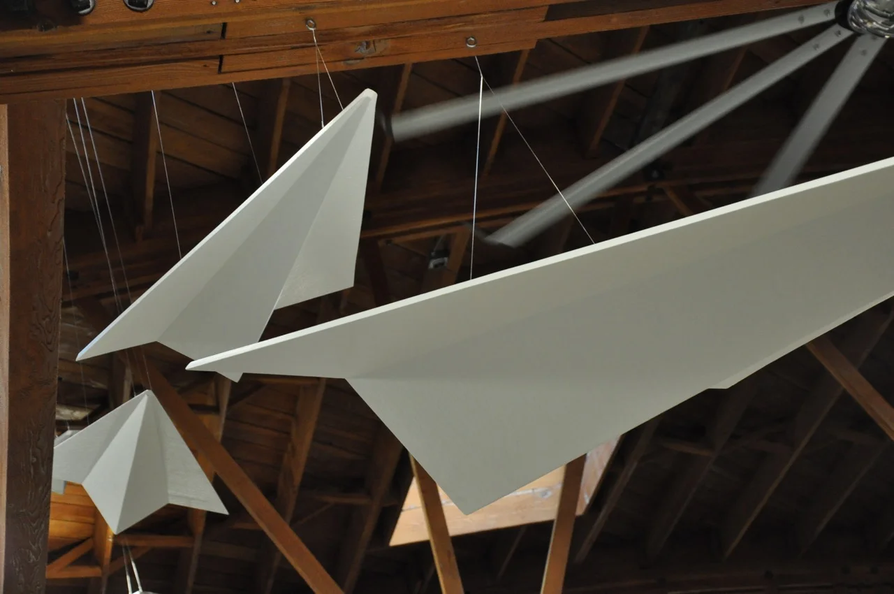  Homasote and plywood sounds baffles. 8-foot and 4-foot airplanes. San Francisco, CA. 