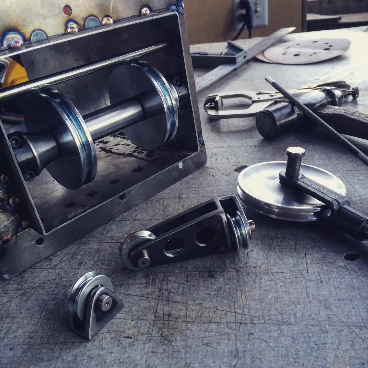  Custom designed counterweight system for Rabbit Hole cafe in San Francisco, CA. 