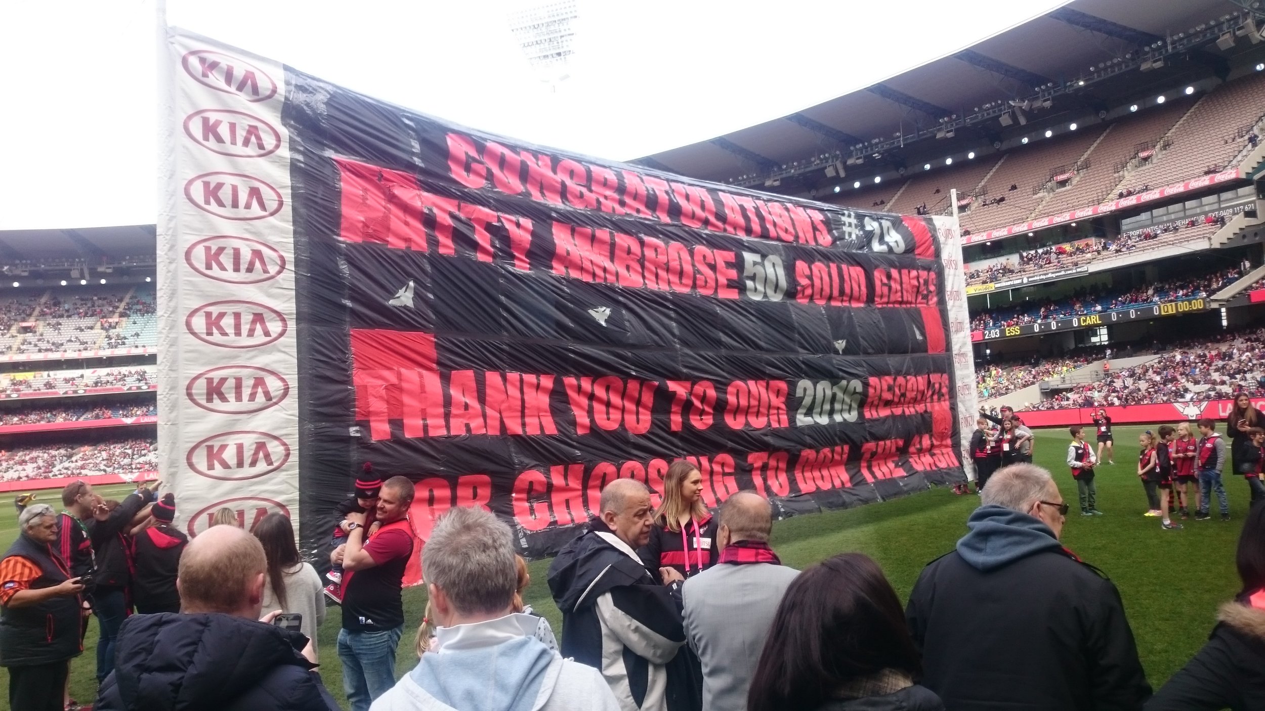 The banner for the final match.