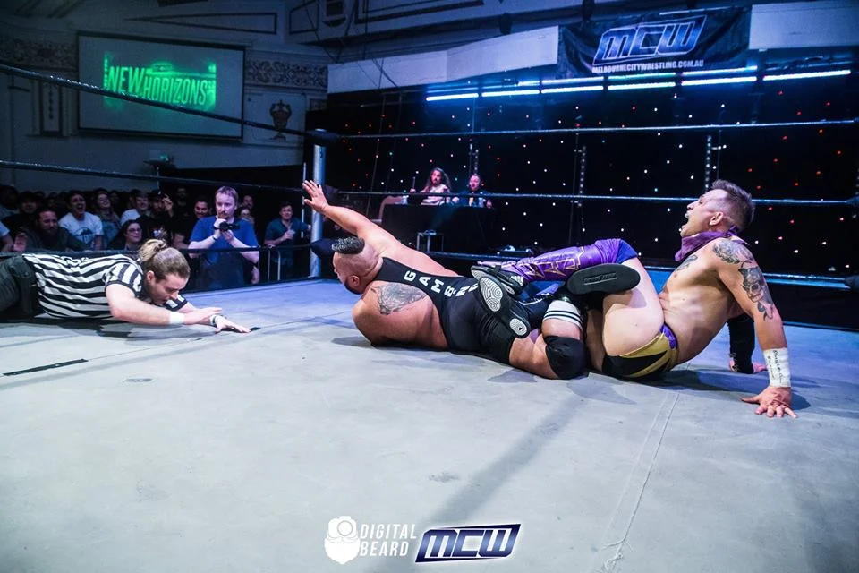 Eagles with Mr Juicy in his submission hold. Picture credit: Digital Beard