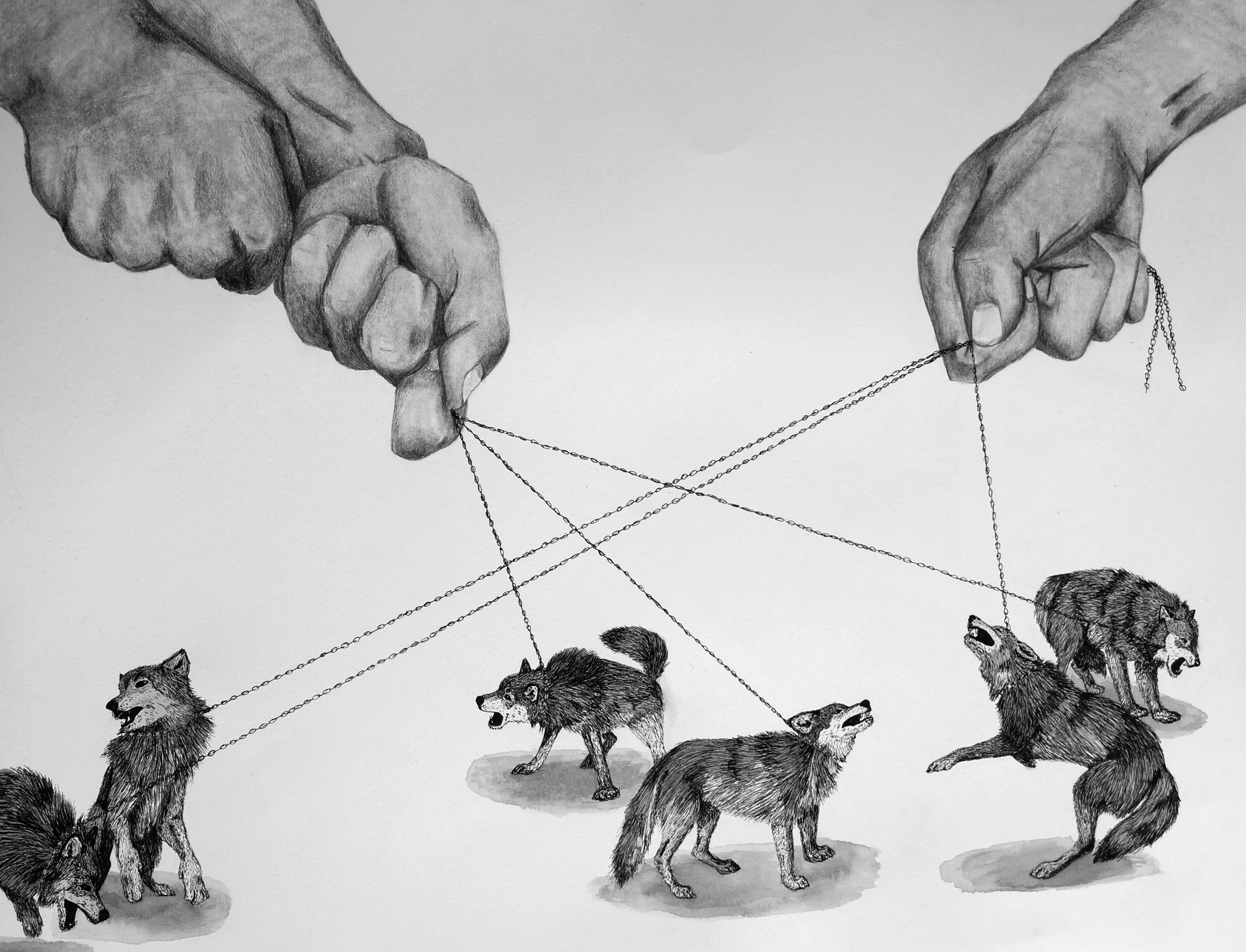 Persecution , Graphite, Ink, and Watercolor. 18"x14". 2013.
