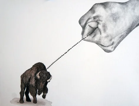 Frontier Rein , Graphite, Ink, and Watercolor, 11"x 8 1/2", 2013.