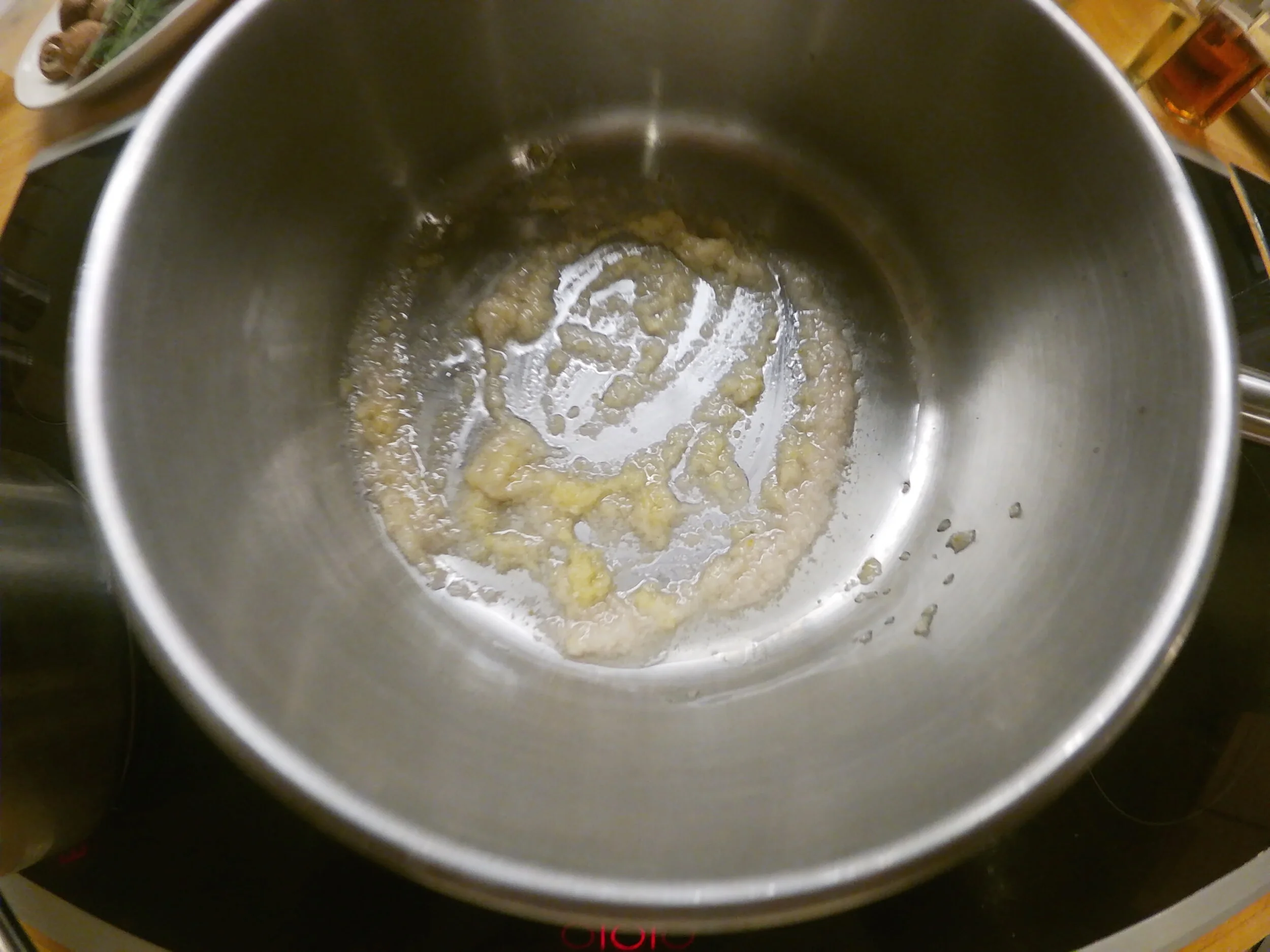 4. Sweat shallots and garlic in large saucepan