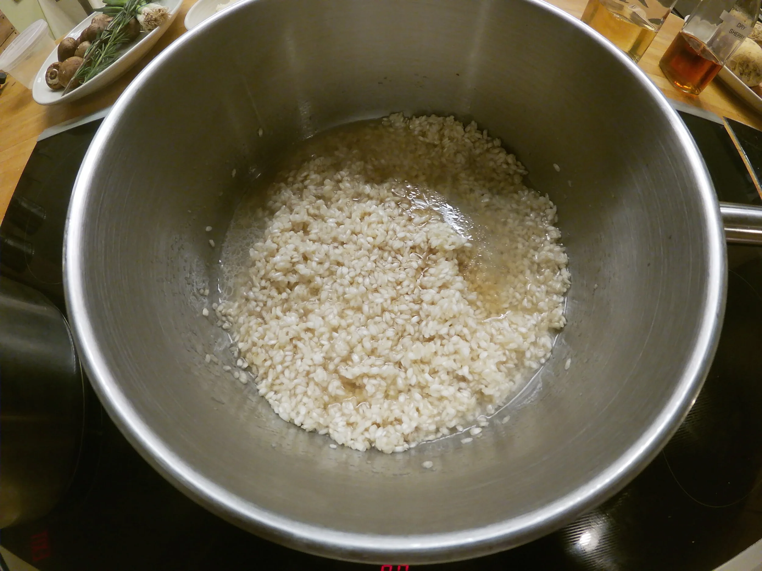 6. Add white wine and sherry