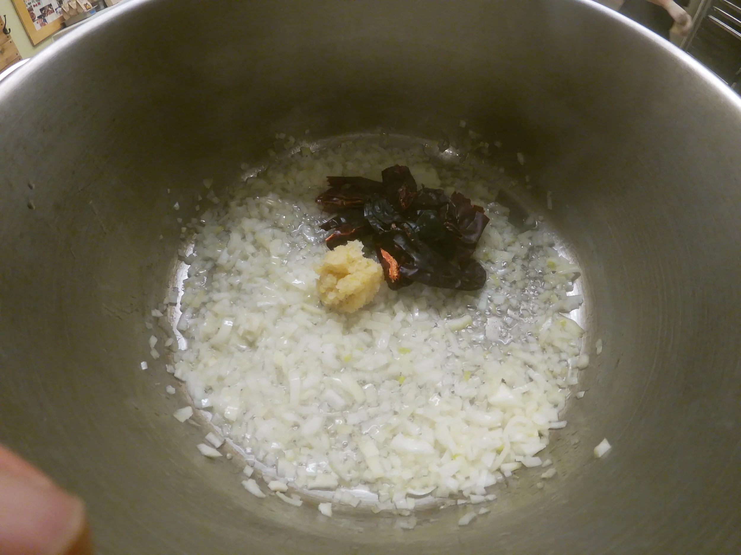 2. Add chiles and garlic