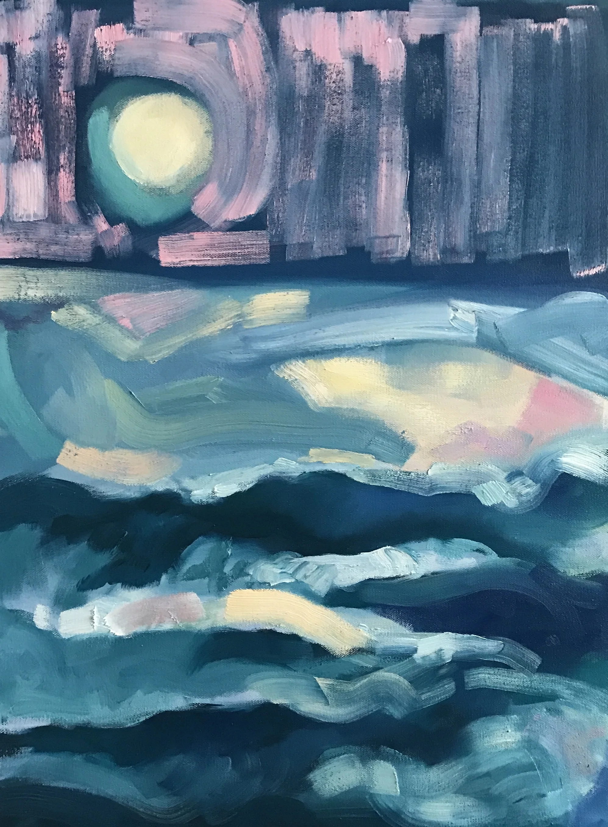 Full Moon, 2019, oil on stretched canvas 18 x 24 in