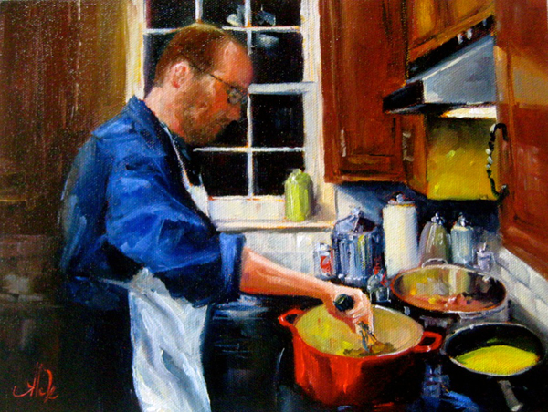 Evening Cook 9″x12″, oil on canvas