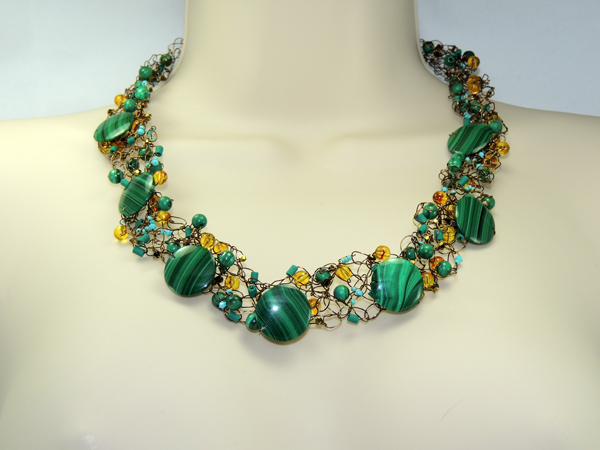 Crocheted Malachite Necklace