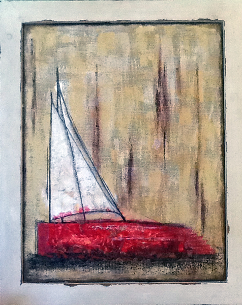 Beautiful Day 30″x25″, mixed media on jute