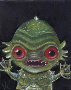 Creature from the Wibble Lagoon 2.5″x2″, oil on canvas