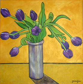 Ten Tulips 24″x24″, acrylic on canvas