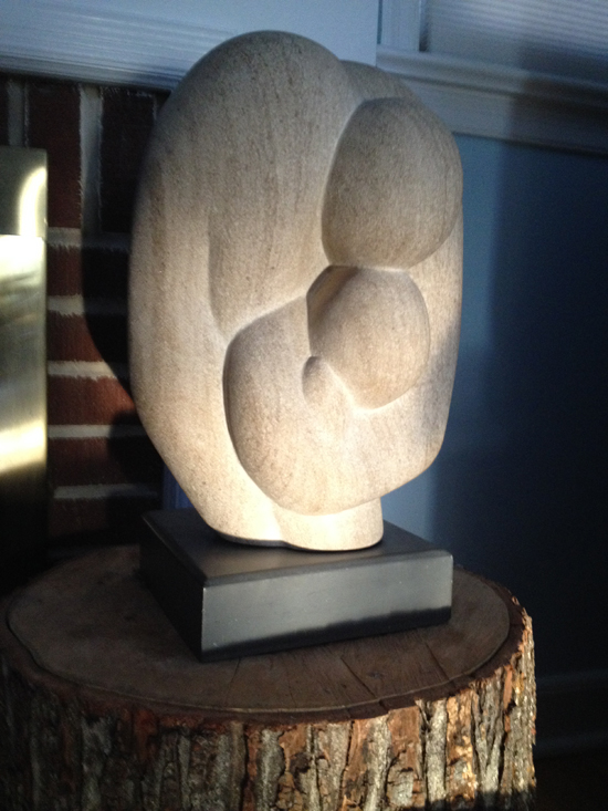 Sculpture “Mother and Child” Limestone 11”x11”x18”