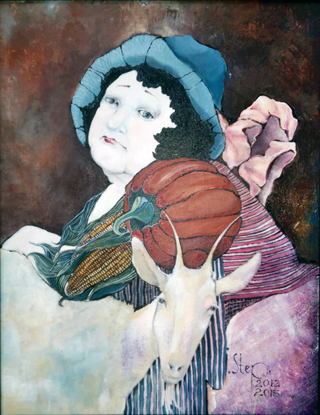 Woman with a Goat 14″x18″, acrylic