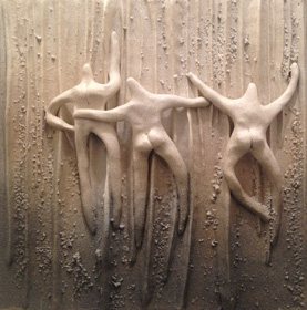 Cord Dancers 12″x12″, mixed media