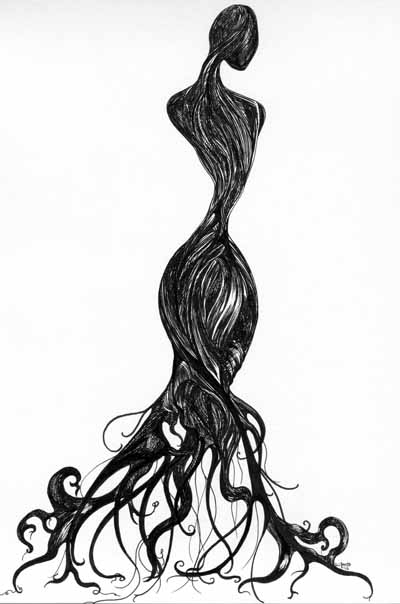 Crone 33″x24″, Ink on paper