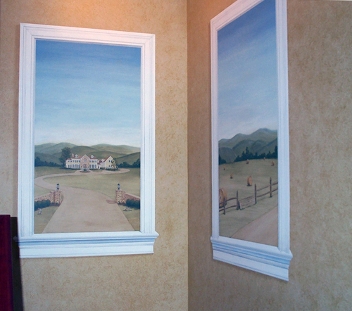Trompe L’oeil Windows Acrylic on wall, 72″ x 36″ each