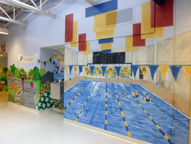 Detail of Somerset Hills YMCA Mural Entire mural over 125′ long (May 2012)