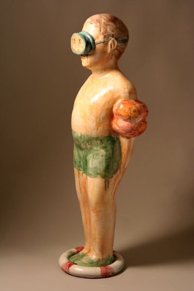 Preservatives terra cotta and maiolica, appx 38″ x 15″