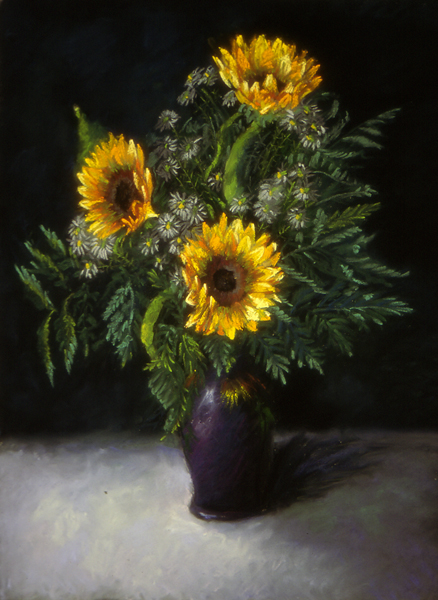 Sunflowers 23″x18″, pastels on paper