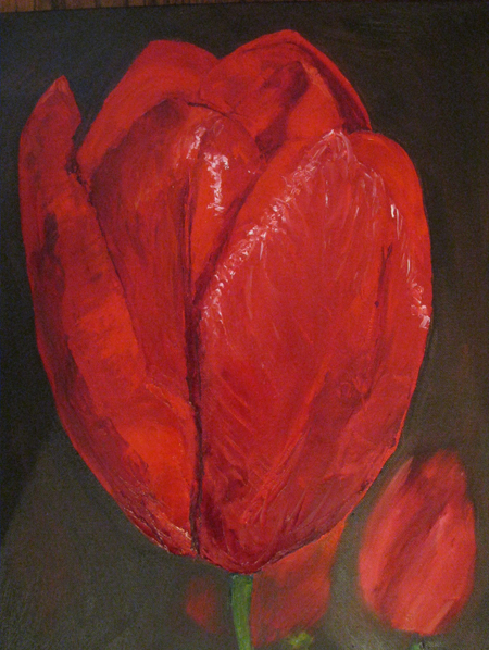 Red Tulip Oil on canvas, 18"x14'