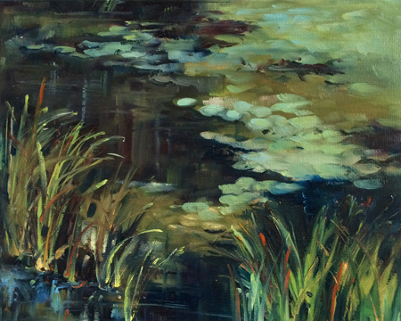 Water Lilies Oil on panel, 8″x10″ (plein air)