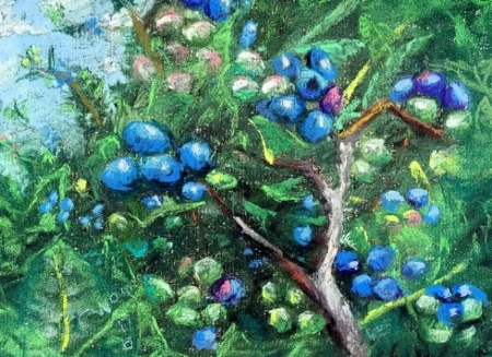 Blueberries Glass Cutting Board