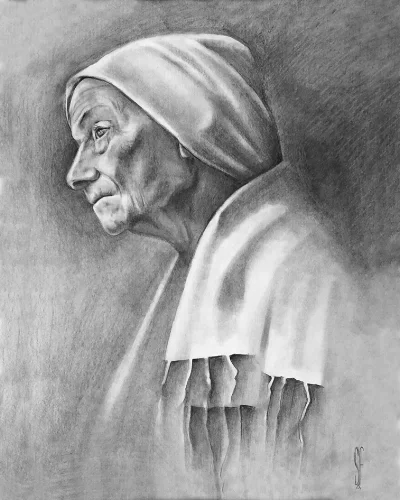 In Erudite's Shadow Charcoal on paper, 20"x26" framed