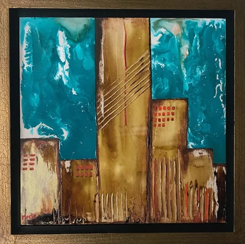 City Life Mixed media on board, 18"x18"