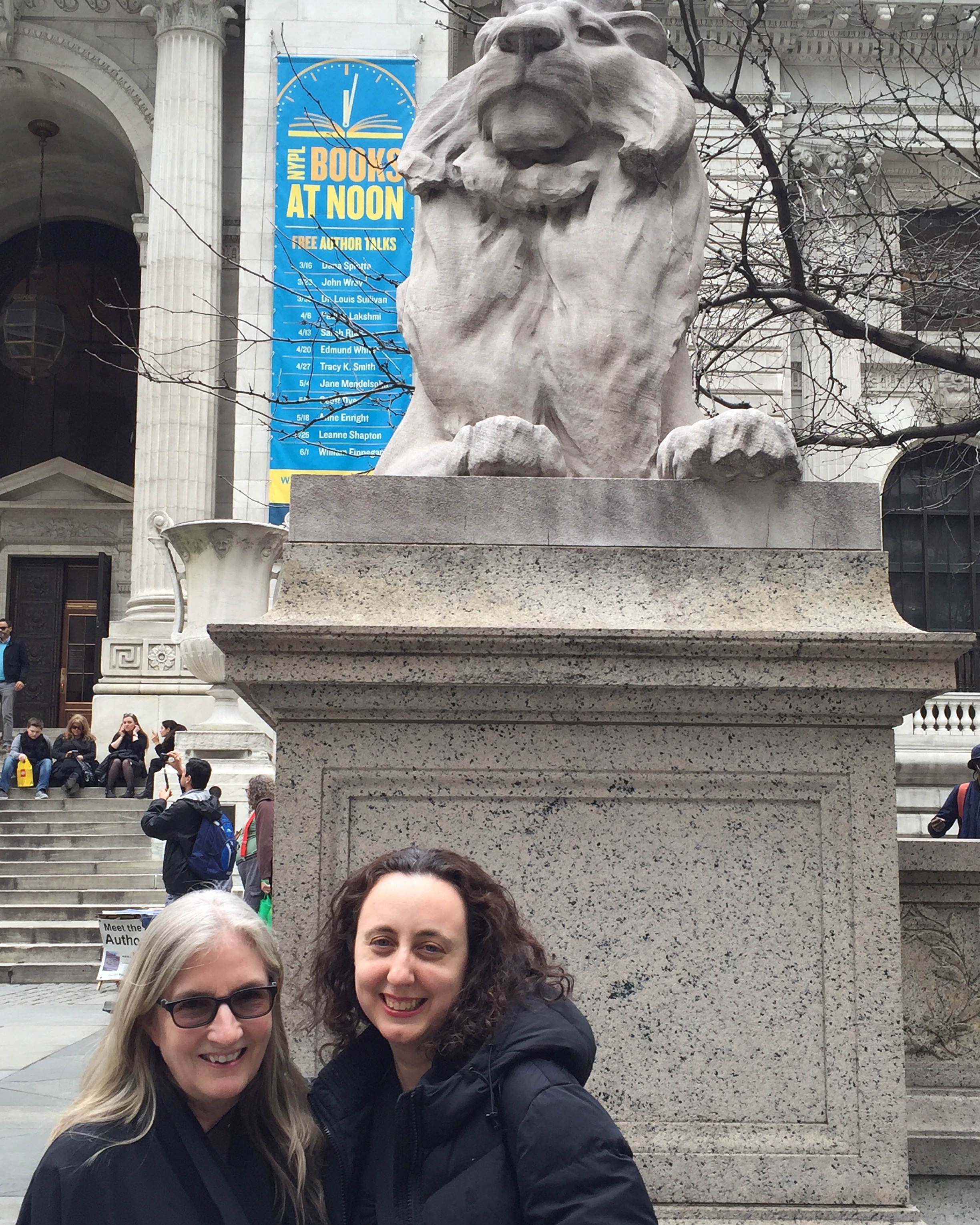 With Aimee Friedman in front of Fortitude at the NYPL.