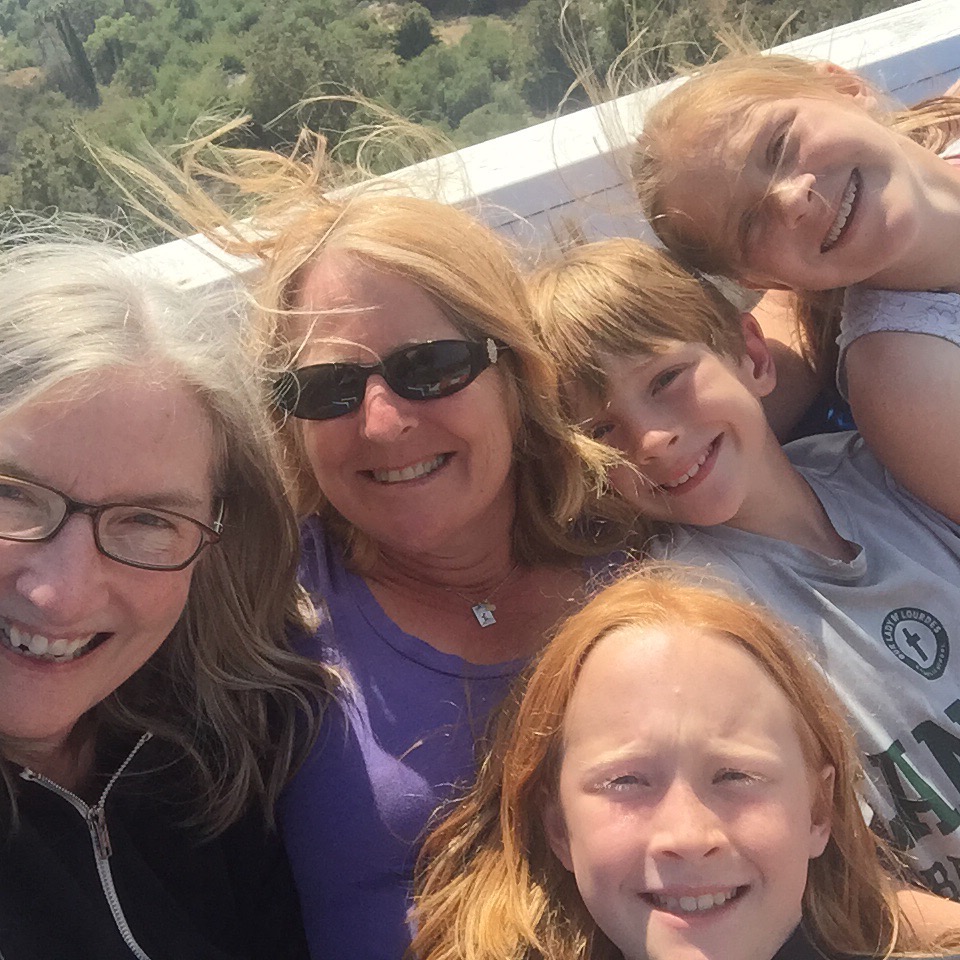 Sam, Sadie, Annie, Tobin, and Sam's old babysitter