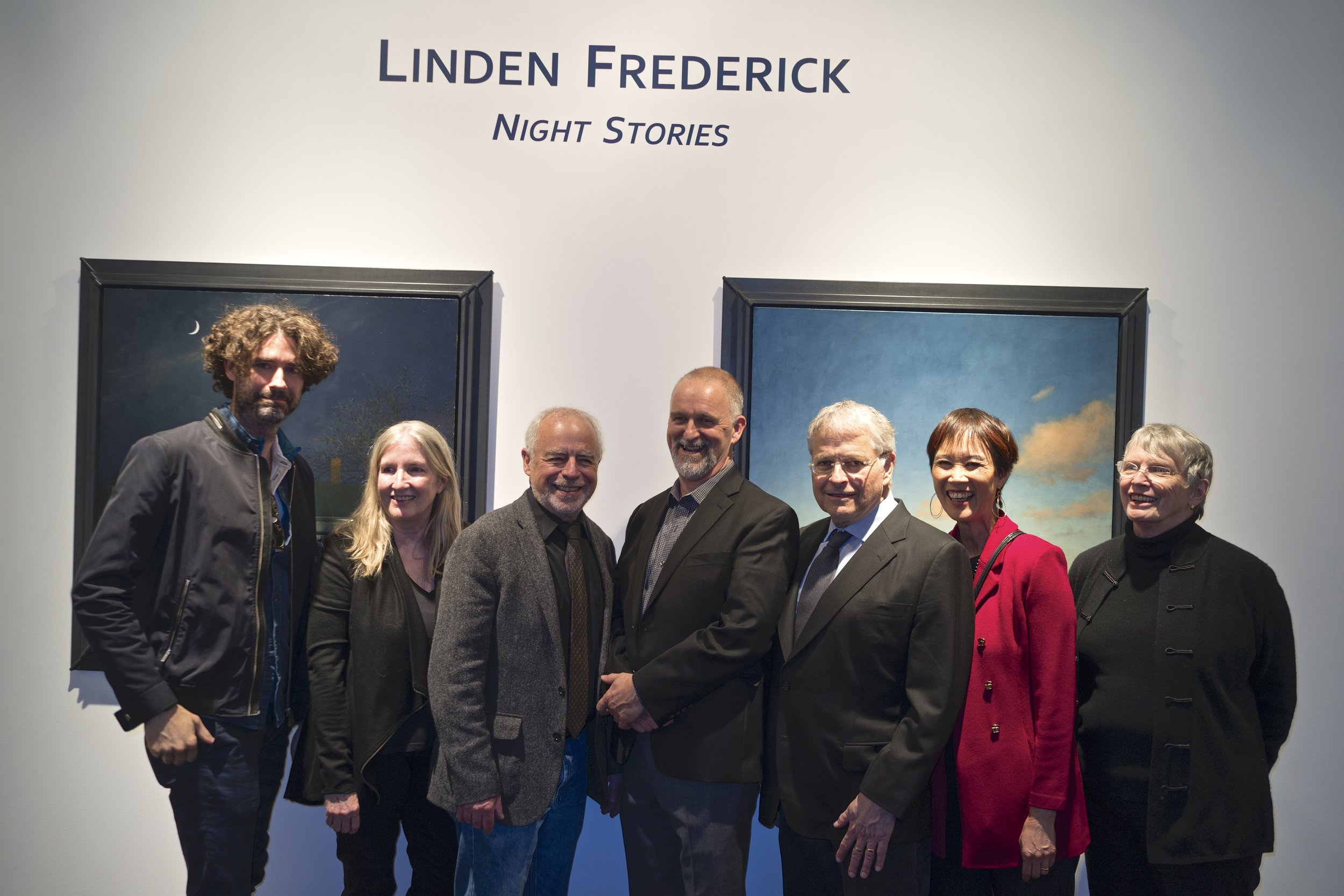 Linden with some of the writers who contributed to the book. L-R: Joshua Ferris, me, Richard Russo, Linden Frederick, Lawrence Kasdan, Tess Gerritsen, Lois Lowry (photo by Jacob Gerritsen)