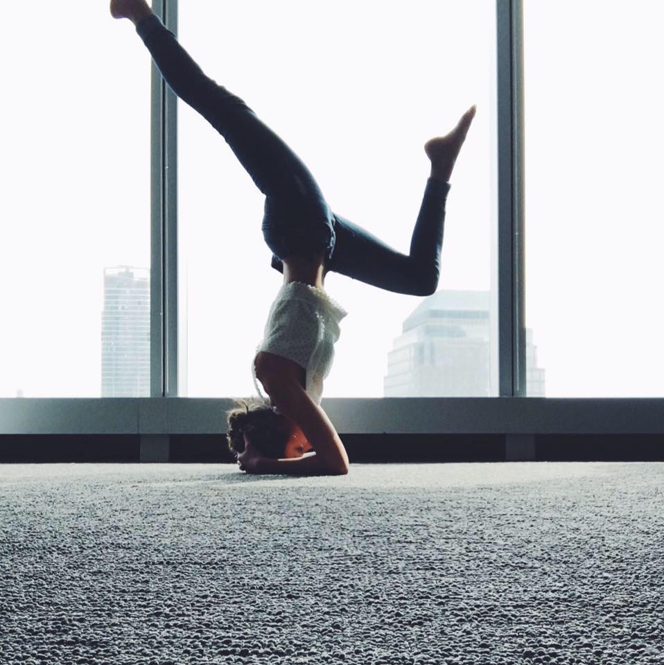 The author, healthy, happy, and striking her favorite pose