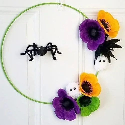 Happy Halloween y&rsquo;all! Throwback to this adorable paper flower wreath we made ages ago for a special client who has a Halloween birthday. 

We had a hilarious first attempt at making these Pom Pom ghosts, that looked more like the dad from Boon