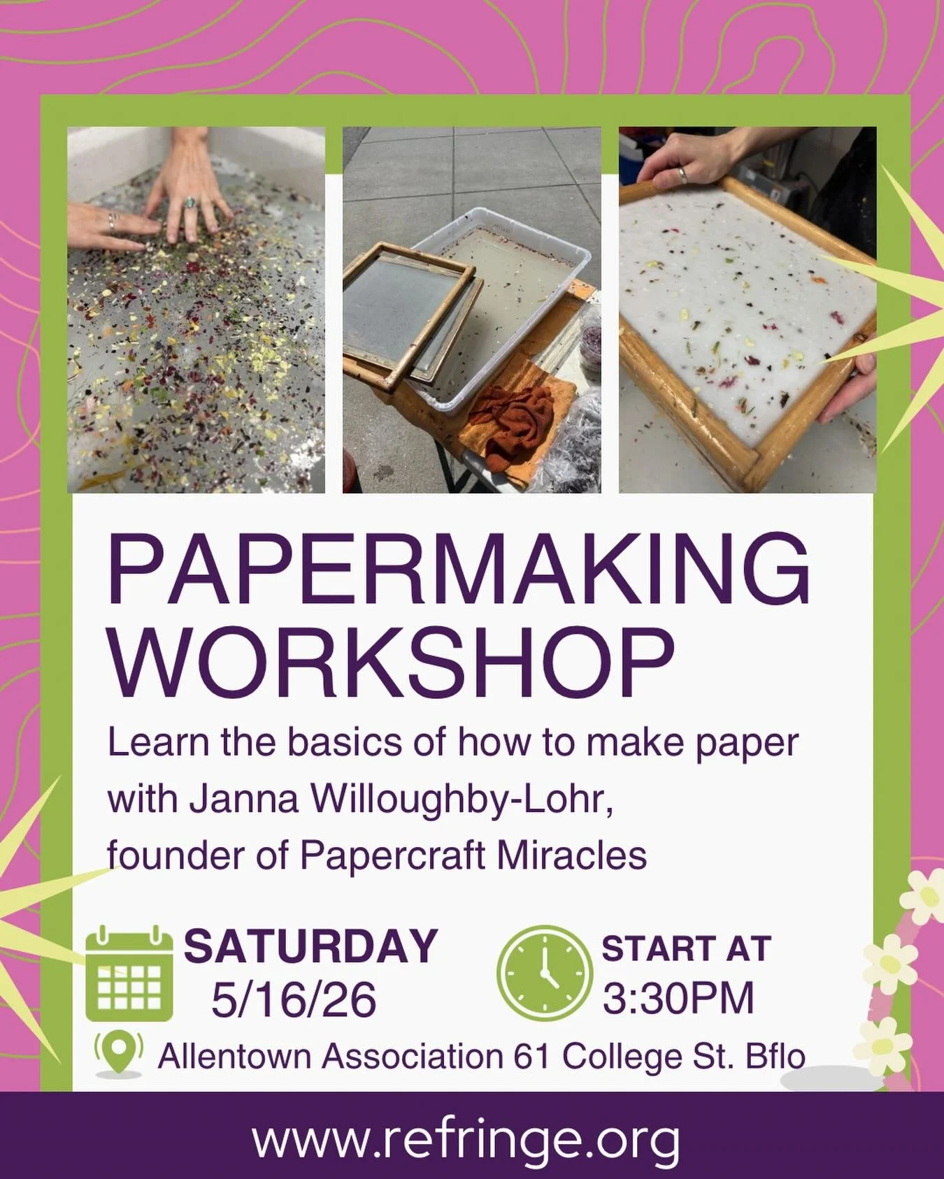 We&rsquo;ll be doing a drop in papermaking demo on Saturday 5/16 at the @allentownassociation at 3:30!

Come learn about papermaking and get your hands in the pulp as part of the @allentownrefringe 

See you there!