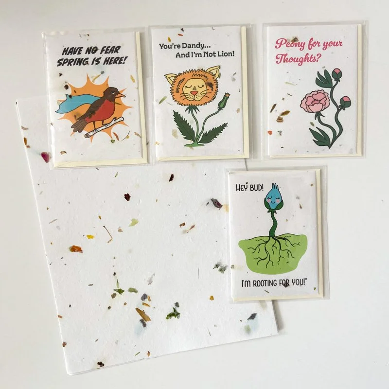 Handmade seed paper greeting cards and paper