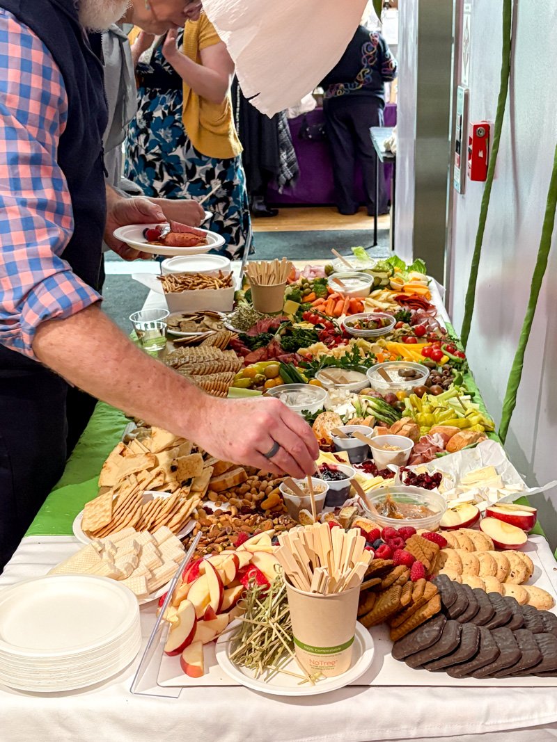 Charcuterie table with sustainable paper goods