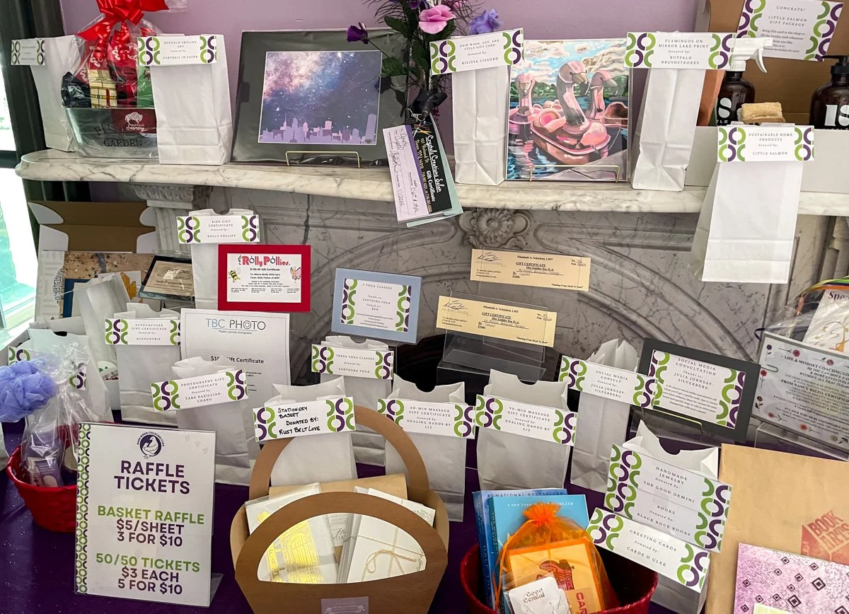 Basket Raffle at an art event with sustainable seed paper signage