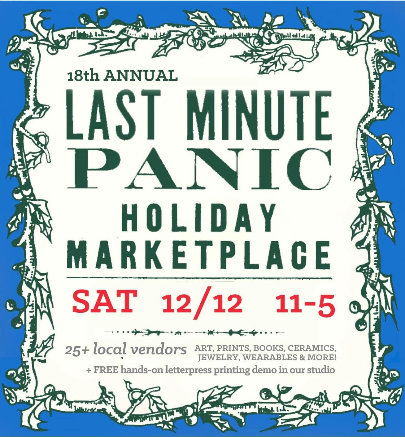 WNY Book Arts Last Minute Panic Holiday Marketplace