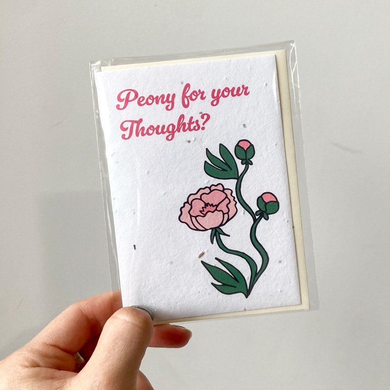 PEONY FOR YOUR THOUGHTS HANDMADE GREETING CARD