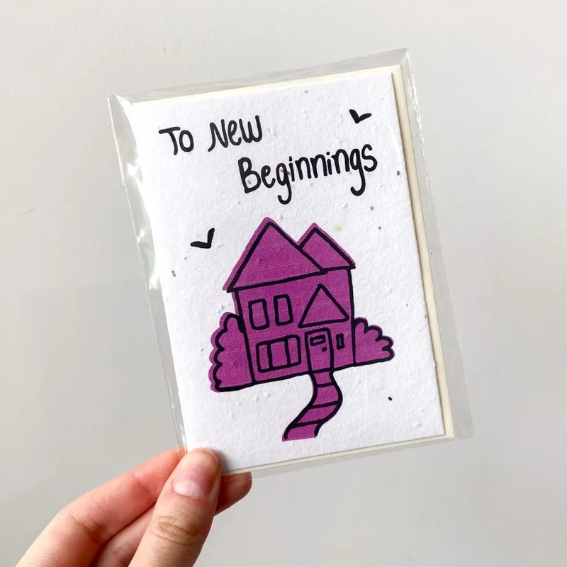 TO NEW BEGINNINGS HANDMADE PAPER CARD