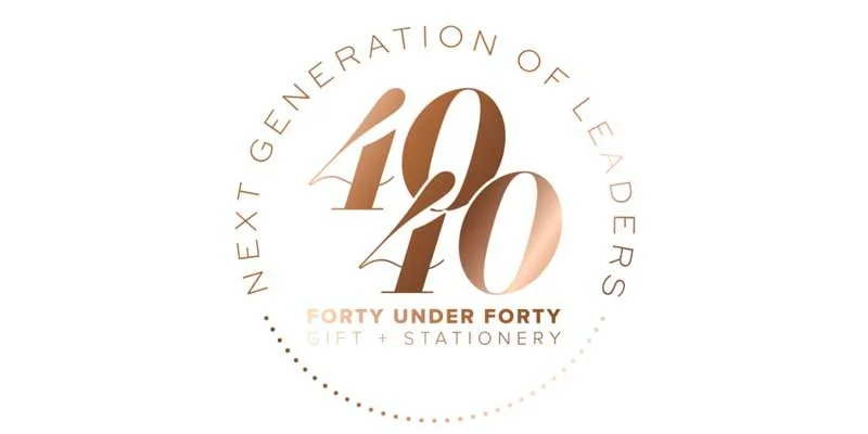 40 under 40 award logo for stationery & gifts