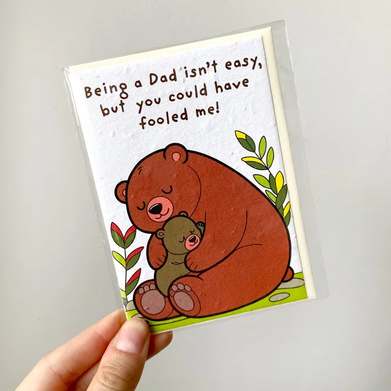 BEING A DAD ISN'T EASY, BUT YOU COULD HAVE FOOLED ME HANDMADE PAPER GREETING CARD