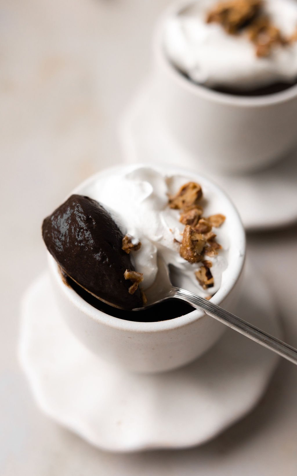 Pots De Creme with Candied Maple Walnuts